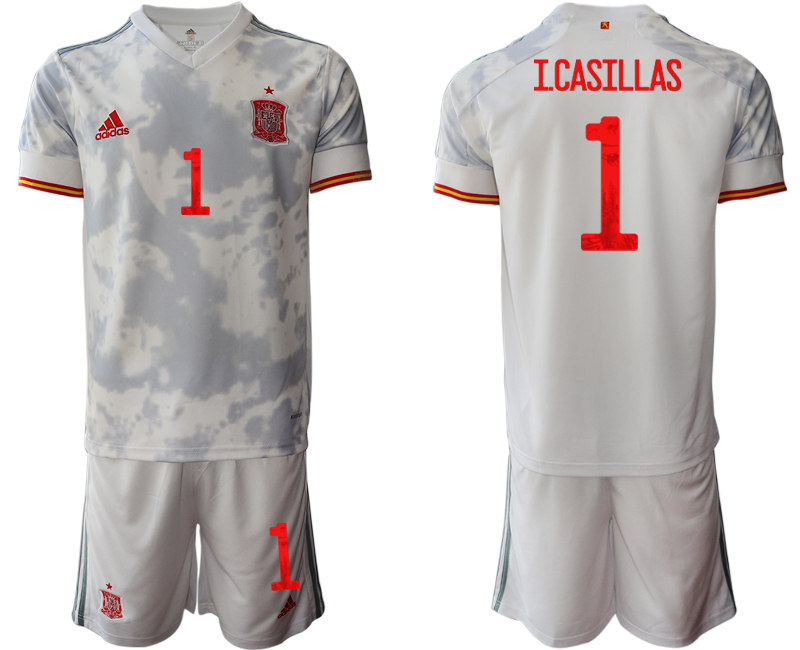 Men 2021 European Cup Spain away white #1 Soccer Jersey->spain jersey->Soccer Country Jersey